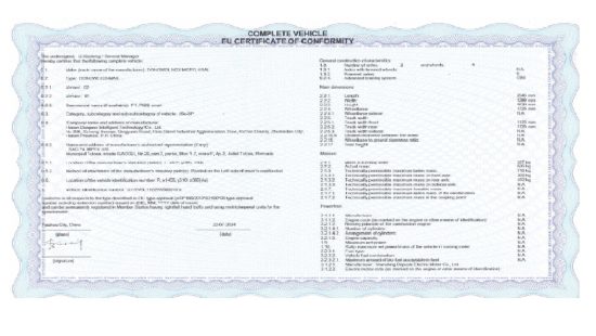 Elektrofahrzeug FIN: H7V6LT122RA500010