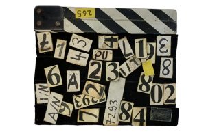 Filmklappe mit Brandspuren