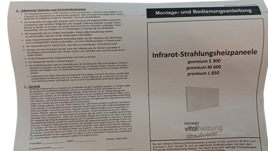 Infrarot Strahlungsheizpaneel