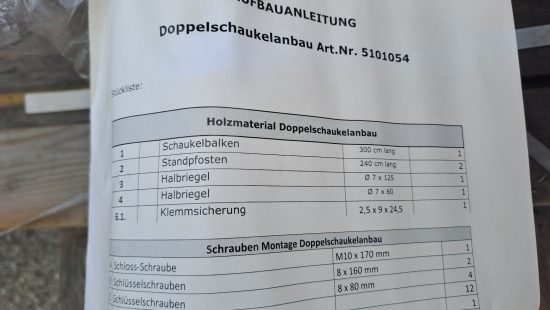 Doppelschaukelanbauteil