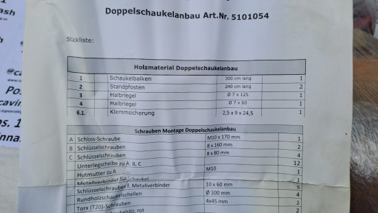 Doppelschaukelanbauteil