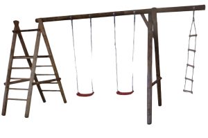Doppelschaukel mit Klettergerüst